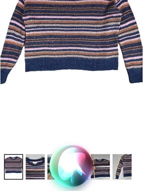 Lucky brand. Striped Navy, Pink & Brown Knit Sweater - Women